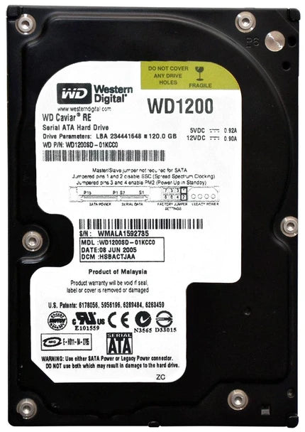 Part No: WD1200SD - Western Digital Caviar Re 120GB 7200RPM SATA-I 8MB Cache 3.5-inch Low Profile (1.0 inch) Hard Drive