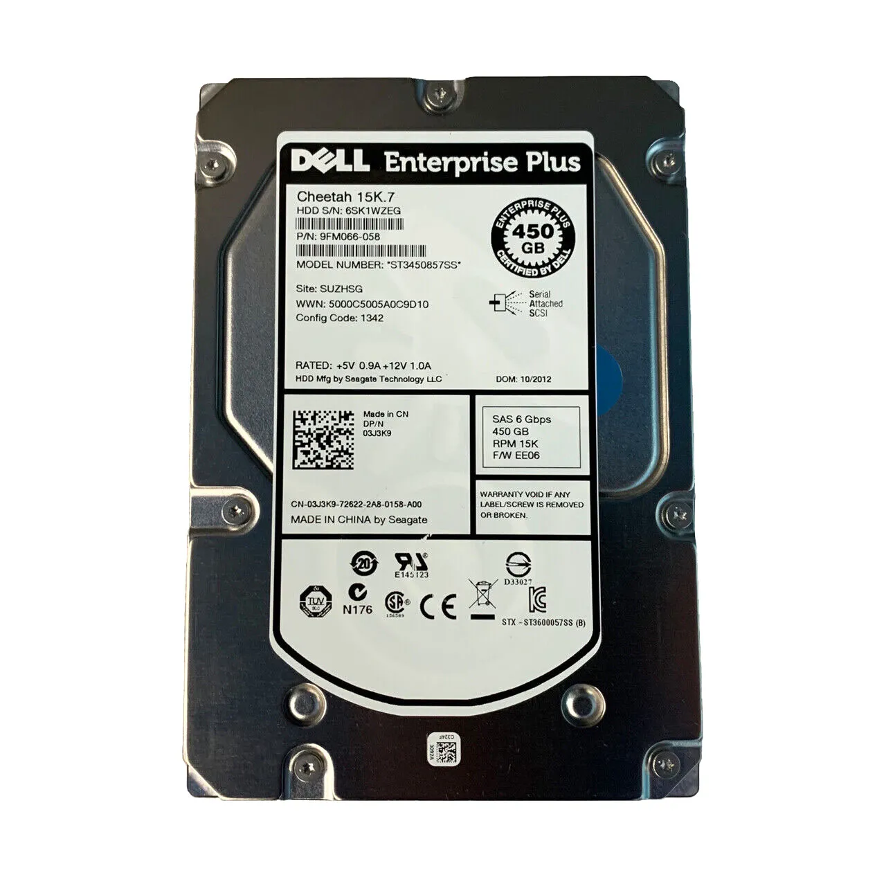 Dell 3J3K9 450GB 15000RPM SAS 6Gb/S Hot-Pluggable 16MB Cache 3.5-Inch Hard Drive With Tray Dell Part Number: 3J3K9 - New