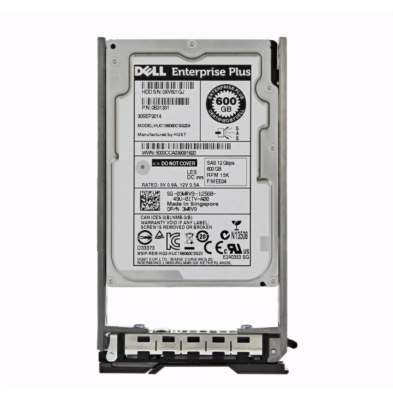 Dell 3WRV9 600GB 15000RPM SAS 12Gb/S Hot-Pluggable 2.5-Inch Hard Drive With Tray For PowerEdge Servers Dell Part Number: 3WRV9 - New