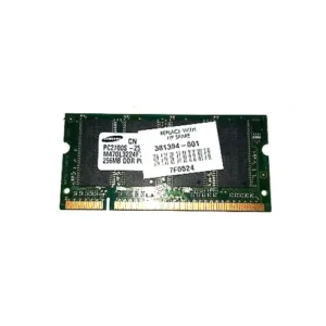 HP 381394-001 256MB DDR-266/PC-2100 SODIMM 200-Pin CL2.5 Dual Rank X16 Non-ECC Unbuffered Memory Module HP Part Number: 381394-001  - New