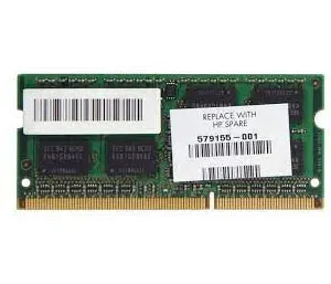 HP 579155-001 2GB DDR3-1333/PC3-10600 SODIMM 204-Pin CL9 Dual Rank X8 Non-ECC Unbuffered Memory Module HP Part Number: 579155-001  - New
