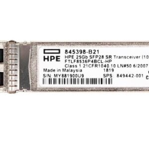 HPE 845398-B21 25Gb/S 25GBase-SR Multi-Mode Fibre 850nm 100m LC Connector SFP28 Transceiver Module HPE Part Number: 845398-B21 - New