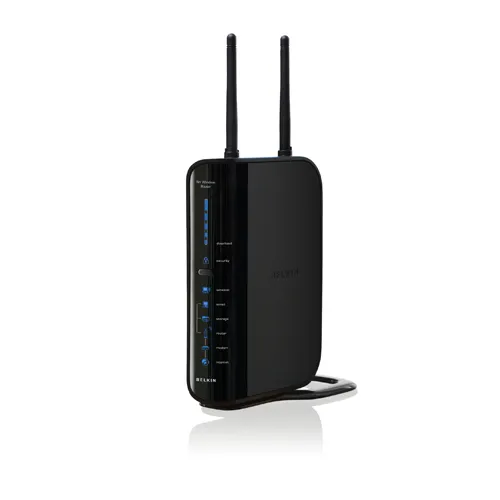 Belkin F5D8235-4 IEEE 802.11b/G/N 4 X Ports 10/100Base-TX LAN + 1 X Port FE WAN 2 External Antennas Wireless Router Belkin Part Number: F5D8235-4 - Refurbished