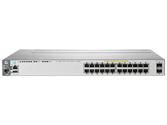 HP J9573AS 3800 Series 3800-24G-PoE+-2SFP+ 24xRJ-45 Ports PoE+ 10/100/1000Base-T + 2xSFP+ Ports Layer3 Managed Gigabit Ethernet Switch HP Part Number: J9573AS - New