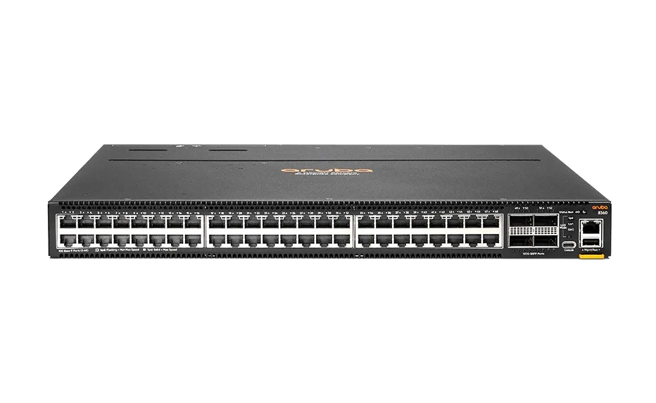 HPE JL707C 8360-48XT4C 48 X SFP+ Ports 10GBase-T + 4 X QSFP28 Ports 100GBase-X Layer 3 Managed 1U Rack-Mountable Gigabit Ethernet Network Switch HPE Part Number: JL707C - New