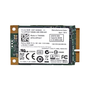 Dell PFHC7 80GB MSATA 6Gb/S Mini PCI-Express 1.8-Inch Solid State Drive - New